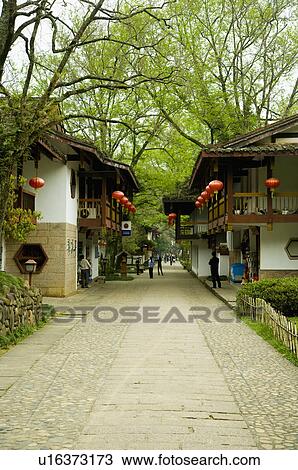 Stock Image - Asia, China, Fujian, UNESCO, World Cultural Heritage, World Natural Heritage, Wuyi Mountain, Wuyi Palace Scenic Area. Fotosearch