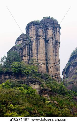 Asia, China, Fujian, UNESCO, World Cultural Heritage, World Natural Heritage, Wuyi Mountain, Nine-twist Stream Scenic Area, Jade Girl Peak View Large Photo Image Stock Photo - Asia, China, Fujian, UNESCO, World Cultural Heritage, World Natural Heritage, Wuyi Mountain, Nine-twist Stream Scenic Area, Jade Girl Peak. Fotosearch