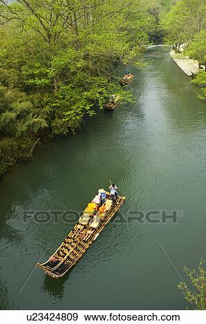 Asia, China, Fujian, UNESCO, World Cultural Heritage, World Natural Heritage, Wuyi Mountain, Nine-twist Stream Scenic Area, Nine-twist Stream, Floating On Water View Large Photo Image Stock Photo - Asia, China, Fujian, UNESCO, World Cultural Heritage, World Natural Heritage, Wuyi Mountain, Nine-twist Stream Scenic Area, Nine-twist Stream, Floating On Water. Fotosearch