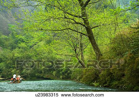 Asia, China, Fujian, UNESCO, World Cultural Heritage, World Natural Heritage, Wuyi Mountain, Nine-twist Stream Scenic Area, Nine-twist Stream, Floating On Water View Large Photo Image Stock Photography - Asia, China, Fujian, UNESCO, World Cultural Heritage, World Natural Heritage, Wuyi Mountain, Nine-twist Stream Scenic Area, Nine-twist Stream, Floating On Water. Fotosearch