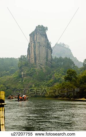 Asia, China, Fujian, UNESCO, World Cultural Heritage, World Natural Heritage, Wuyi Mountain, Nine-twist Stream Scenic Area, Jade Girl Peak, Nine-twist Stream, Floating On Water View Large Photo Image Stock Photography - Asia, China, Fujian, UNESCO, World Cultural Heritage, World Natural Heritage, Wuyi Mountain, Nine-twist Stream Scenic Area, Jade Girl Peak, Nine-twist Stream, Floating On Water. Fotosearch