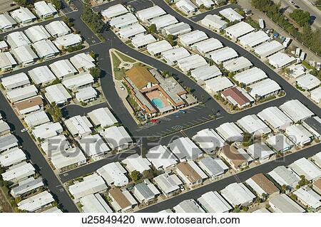 Aerial view of Senior retirement community of mobile homes in Ventura County, Ojai, CA View Large Photo Image Stock Image - Aerial view of Senior retirement community of mobile homes in Ventura County, Ojai, CA. Fotosearch