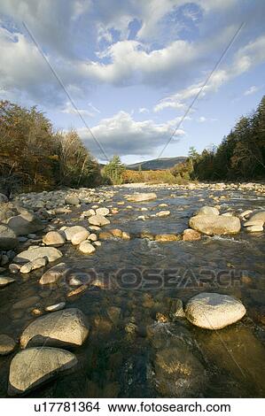 Picture - Autumn stream in Crawford Notch State Park in White Mountains of New Hampshire, New England. Fotosearch