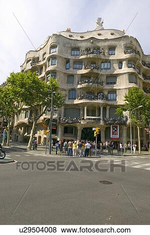 Stock Photo - Casa Milà Barcelona - La Pedrera, by Antoni Gaudi, built between 1905-1911, Barcelona, Spain. Fotosearch