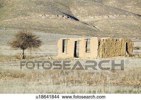 Deserted mud house on Route 166 near Cuyama, California View Large Photo Image Picture - Deserted mud house on Route 166 near Cuyama, California. Fotosearch