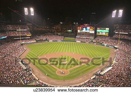 In a night game and a light rain mist, the Florida Marlins beat the 2006 World Series Champion baseball team, the St. Louis Cardinals 9 to 1, at the 3rd Busch Stadium, St. Louis, Missouri on August 29, 2006 View Large Photo Image Picture - In a night game and a light rain mist, the Florida Marlins beat the 2006 World Series Champion baseball team, the St. Louis Cardinals 9 to 1, at the 3rd Busch Stadium, St. Louis, Missouri on August 29, 2006. Fotosearch