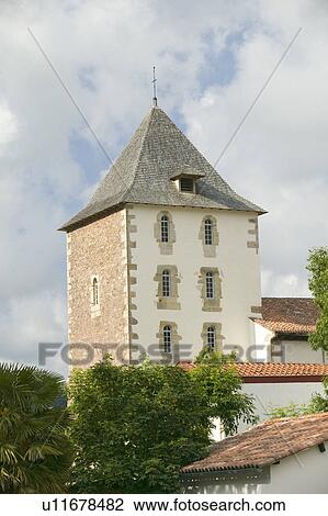 Stock Image - Sare, France in Basque Country on Spanish-French border, a hilltop 17th century village in the Labourd province. Close to St. Jean de Luz, on the Cote Basque, France.. Fotosearch