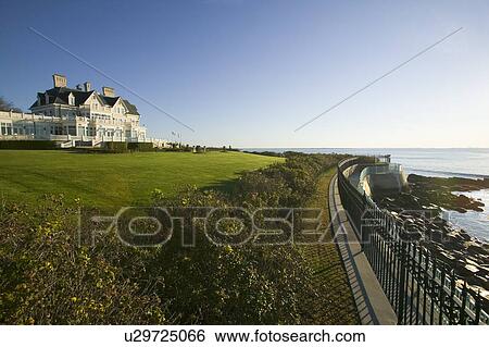 Summer mansion on the Cliff Walk, Cliffside Mansions of Newport Rhode Island View Large Photo Image Stock Photograph - Summer mansion on the Cliff Walk, Cliffside Mansions of Newport Rhode Island. Fotosearch