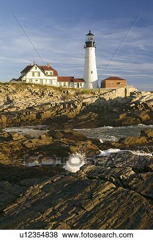 Sunrise view of Portland Head Lighthouse and ocean wave, Cape Elizabeth, Maine View Large Photo Image Stock Photo - Sunrise view of Portland Head Lighthouse and ocean wave, Cape Elizabeth, Maine. Fotosearch