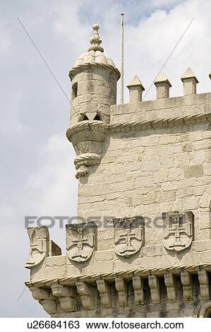 Stock Image - The Belem Tower, a UNESCO World Heritage Site, in Lisbon/Lisboa Portugal. Fotosearch