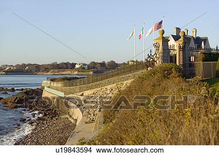 The Cliff Walk, Cliffside Mansions of Newport Rhode Island View Large Photo Image Picture - The Cliff Walk, Cliffside Mansions of Newport Rhode Island. Fotosearch