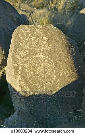 Three Rivers Petroglyph National Site, a (BLM) Bureau of Land Management Site, features more than 21, 000 Native American Indian petroglyphs and examples of prehistoric Jornada Mogollon rock art, off Route 54, South of Carrizozo, New Mexico View Large Photo Image Picture - Three Rivers Petroglyph National Site, a (BLM) Bureau of Land Management Site, features more than 21, 000 Native American Indian petroglyphs and examples of prehistoric Jornada Mogollon rock art, off Route 54, South of Carrizozo, New Mexico. Fotosearch