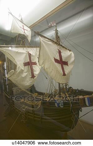 A replica of the Santa Maria sailing ship at 15th-century Franciscan Monasterio de Santa María de la Rábida, Palos de la Frontera, a Heritage of Mankind Site in the Huelva Provence of Andalucia and Southern Spain, the seaside spot where Christopher Columb View Large Photo Image Stock Photograph - A replica of the Santa Maria sailing ship at 15th-century Franciscan Monasterio de Santa María de la Rábida, Palos de la Frontera, a Heritage of Mankind Site in the Huelva Provence of Andalucia and Southern Spain, the seaside spot where Christopher Columb. Fotosearch
