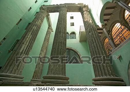Stock Image - Ancient Roman Columns in Barrio Gotic, Barcelona, Spain. Fotosearch