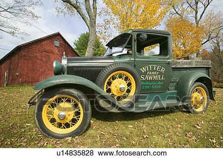 Stock Photo - Antique pickup truck in autumn in Worthington, western Massachusetts, New England. Fotosearch