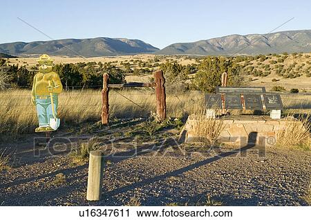 Stock Image - Birth place and site where Smokey the Bear was found during a bad fire, Smokey Bear Historical State Park on Route 48, southern New Mexico. Fotosearch