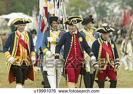 Stock Photograph - Compte De Grasse, Major General in casual attire, General Rochambeau at the 225th Anniversary of the Victory at Yorktown, a reenactment of the siege of Yorktown, where General George Washington commanded 17, 600 American troops and French Comte de Rochambe. Fotosearch