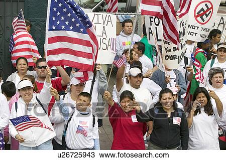Hundreds of thousands of immigrants participate in march for Immigrants and Mexicans protesting against Illegal Immigration reform by U. S. Congress, Los Angeles, CA, May 1, 2006 View Large Photo Image Stock Image - Hundreds of thousands of immigrants participate in march for Immigrants and Mexicans protesting against Illegal Immigration reform by U. S. Congress, Los Angeles, CA, May 1, 2006. Fotosearch