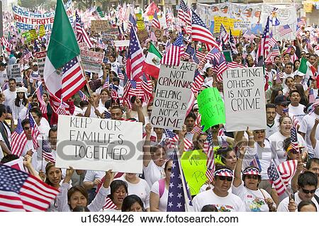 Hundreds of thousands of immigrants participate in march for Immigrants and Mexicans protesting against Illegal Immigration reform by U. S. Congress, Los Angeles, CA, May 1, 2006 View Large Photo Image Stock Photograph - Hundreds of thousands of immigrants participate in march for Immigrants and Mexicans protesting against Illegal Immigration reform by U. S. Congress, Los Angeles, CA, May 1, 2006. Fotosearch