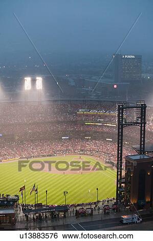 In a night game and a light rain mist, the Florida Marlins beat the 2006 World Series Champion baseball team, the St. Louis Cardinals 9 to 1, at the 3rd Busch Stadium, St. Louis, Missouri on August 29, 2006 View Large Photo Image Stock Photograph - In a night game and a light rain mist, the Florida Marlins beat the 2006 World Series Champion baseball team, the St. Louis Cardinals 9 to 1, at the 3rd Busch Stadium, St. Louis, Missouri on August 29, 2006. Fotosearch