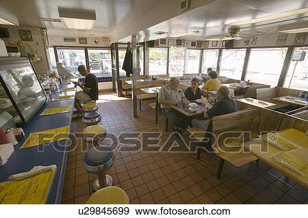 Stock Photo - Interior of old diner in Arlington Virginia, outside of Washington D. C.. Fotosearch