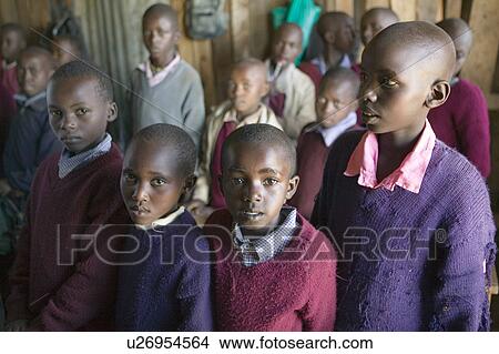 Picture - Karimba School with school children in classroom in North Kenya, Africa. Fotosearch