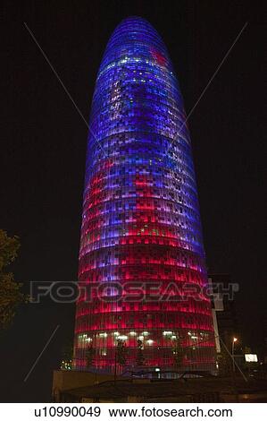 Night view of phallic-shaped Torre Agbar or Abbar Tower in Barcelona, Spain, designed by Jean Novel, September 2005 View Large Photo Image Stock Photo - Night view of phallic-shaped Torre Agbar or Abbar Tower in Barcelona, Spain, designed by Jean Novel, September 2005. Fotosearch