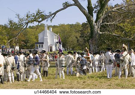 Picture - Re-enactment of Attack on Redoubts 9 & 10 where the major infantry action of the siege of Yorktown took place. General Washington's armies captured two British fortifications, Endview Plantation (circa 1769), near Yorktown Virginia. Part of the 225th an. Fotosearch
