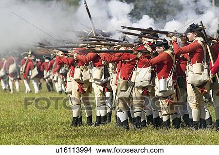 Picture - Re-enactment of Attack on Redoubts 9 & 10 where the major infantry action of the siege of Yorktown took place. General Washington's armies captured two British fortifications, Endview Plantation (circa 1769), near Yorktown Virginia. Part of the 225th an. Fotosearch