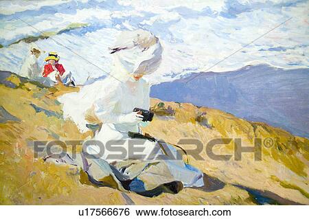 Stock Photograph - Seaside painting by Joaquín Sorolla y Bastida (1863-1923) as seen in The Sorolla Museum, Madrid, Spain. Fotosearch