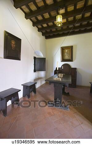 Stock Photography - This little cell is where America was born, it is where Christopher Columbus and Franciscans met and prayed at the 15th-century Franciscan Monasterio de Santa María de la Rábida, Palos de la Frontera, the Huelva Provence of Andalucia and Southern Spain, t. Fotosearch
