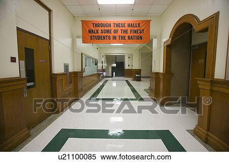 Stock Photography - Through these halls walk some of the finest students in the nation", a sign in Webster Groves High School, Webster Groves, Missouri. Fotosearch