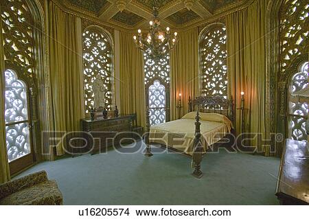 Picture - William Randolph Hearst's bedroom at Hearst Castle, "America's Castle, " San Simeon, Central California Coast. Fotosearch