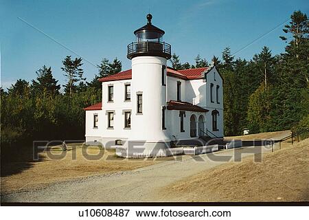 Stock Photo - lighthouse located at AdmiraltyHead, Washington. Fotosearch
