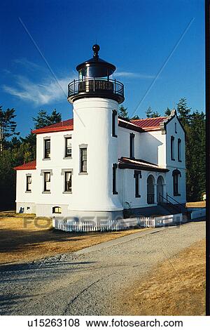 Stock Photo - lighthouse located at AdmiraltyHead, Washington. Fotosearch