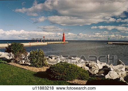 Stock Photo - lighthouse located at AlgomaNPierhead, Washington, United States. Fotosearch