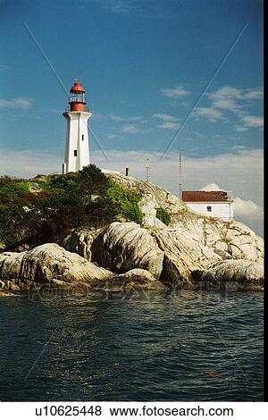 Stock Photo - lighthouse located at Atkinson Point, British Columbia, Canada. Fotosearch
