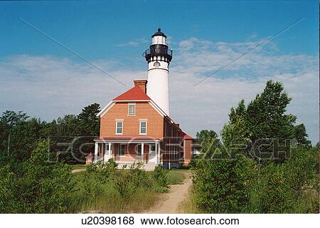 Stock Photo - lighthouse located at AuSable, Michigan, United States. Fotosearch
