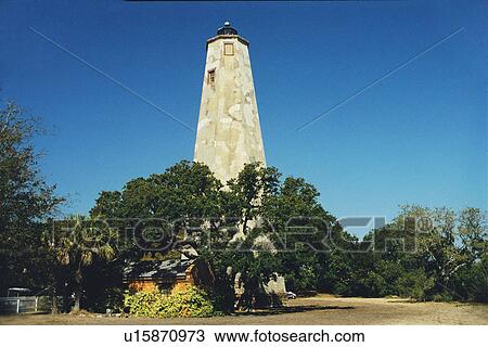 Stock Image - lighthouse located at BaldHead, North Carolina, United States. Fotosearch