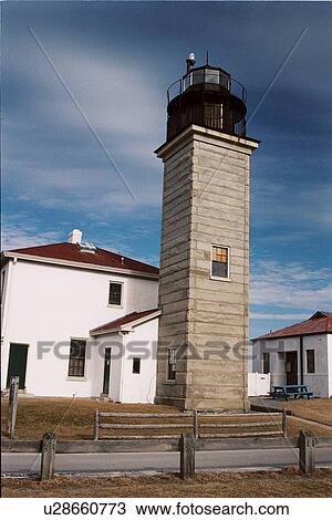 Stock Image - lighthouse located at Beavertail, Rhode Island, United States. Fotosearch