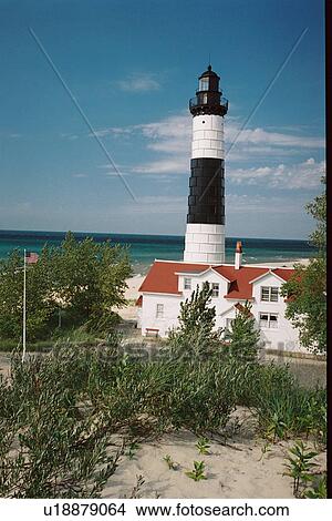 Picture - lighthouse located at BigSablePt, Michigan, United States. Fotosearch