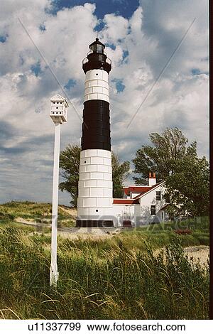 Stock Photo - lighthouse located at BigSablePt, Michigan, United States. Fotosearch