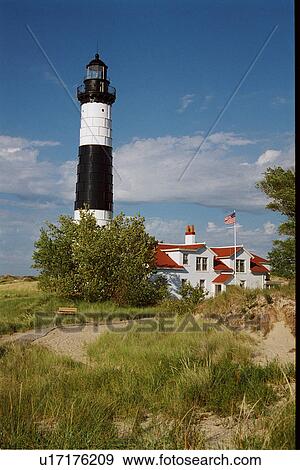 lighthouse located at BigSablePt, Michigan, United States View Large Photo Image Stock Photo - lighthouse located at BigSablePt, Michigan, United States. Fotosearch