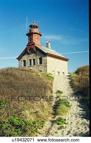 Stock Image - lighthouse located at Block IslandNorth, Rhode Island, United States. Fotosearch