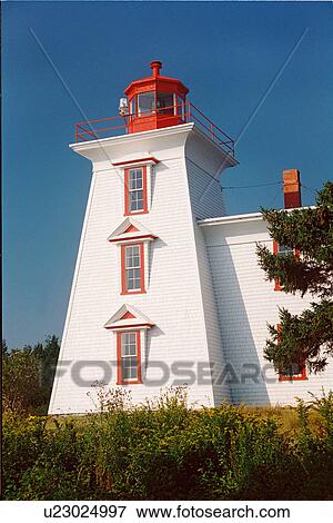 Stock Photo - lighthouse located at BlockhousePt, PEI. Fotosearch