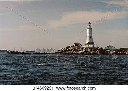 Stock Image - lighthouse located at Boston Harbor, Massachusetts, United States. Fotosearch