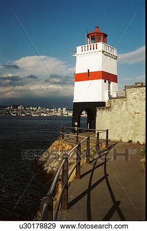 Stock Photo - lighthouse located at Brocton Point, British Columbia, Canada. Fotosearch