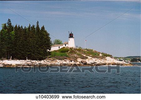 Stock Photo - lighthouse located at Burnt Island, Maine, United States. Fotosearch