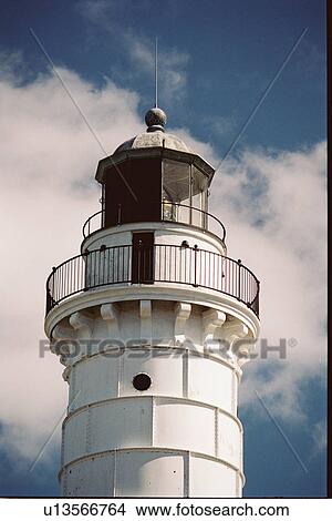 Picture - lighthouse located at Cana Island, Washington, United States. Fotosearch