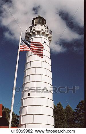 Stock Image - lighthouse located at Cana Island, Washington, United States. Fotosearch